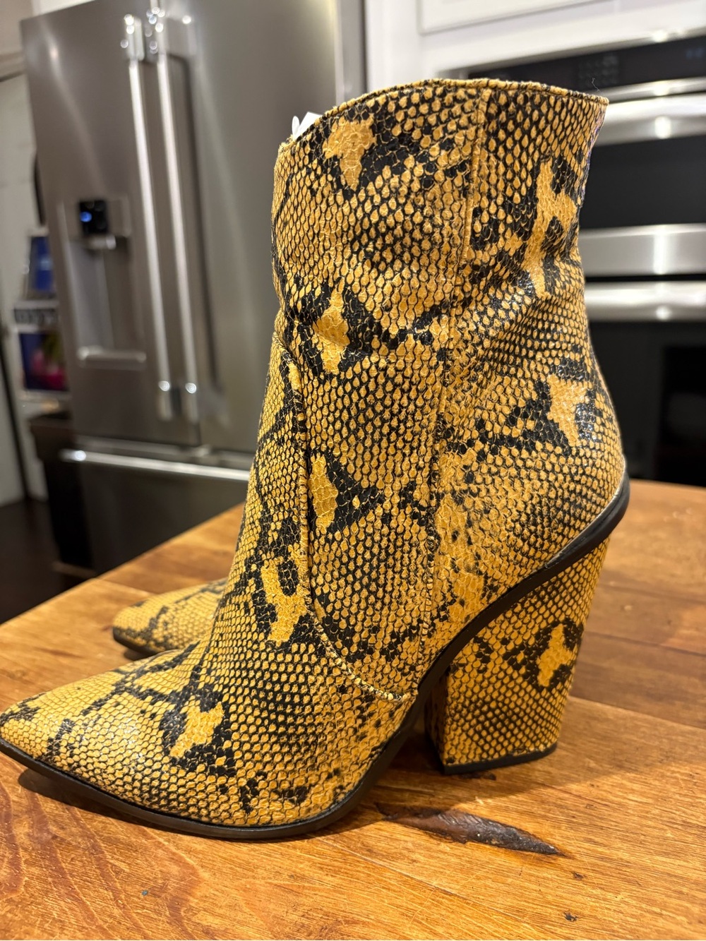 Steve Madden Snake-Print Block Heel Ankle Boots